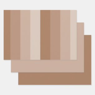 Shades of Brown Stripes Wrapping Paper Sheet