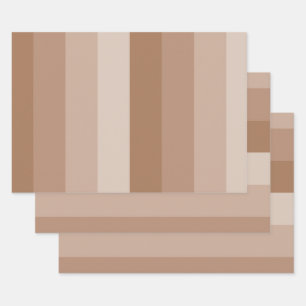 Shades of Brown Stripes Wrapping Paper Sheet