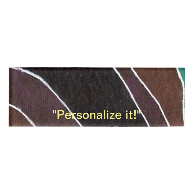 Shades of brown with white line name tag (Front)