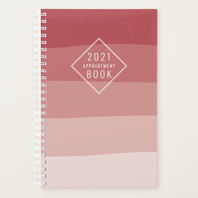 Shades of Coral Red Hair Beauty Salon Appointment Planner (Front)