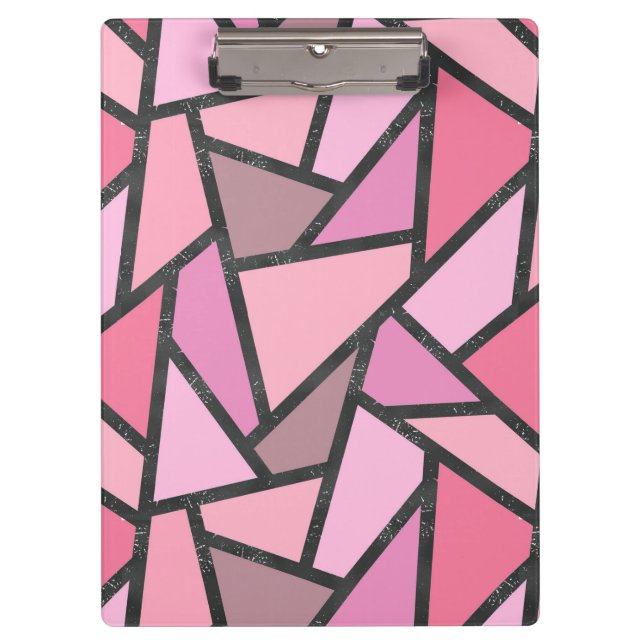 Shades of coral stained glass pattern clipboard (Front)