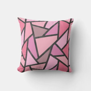 Shades of coral stained glass pattern cushion