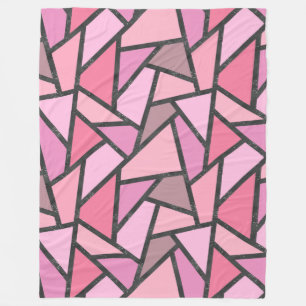 Shades of coral stained glass pattern fleece blanket