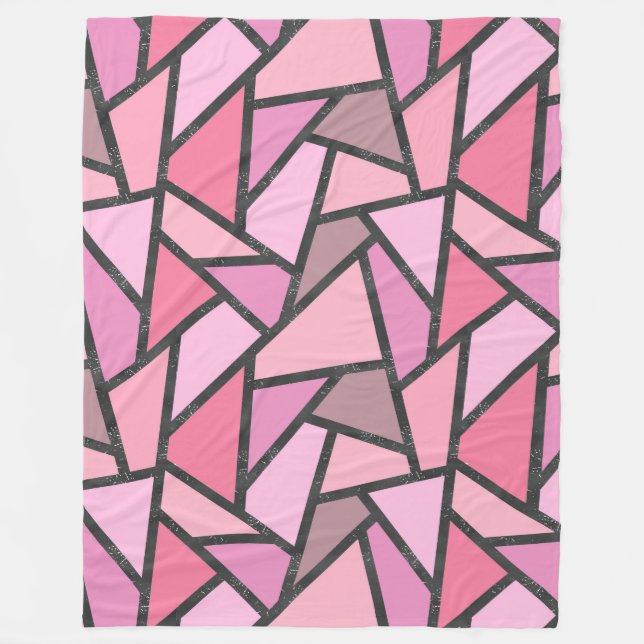Shades of coral stained glass pattern fleece blanket (Front)