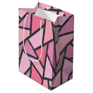Shades of coral stained glass pattern medium gift bag
