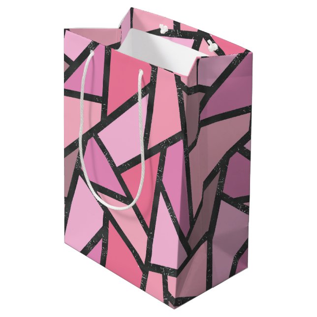 Shades of coral stained glass pattern medium gift bag (Back Angled)