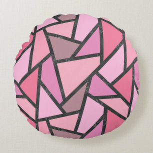 Shades of coral stained glass pattern round cushion