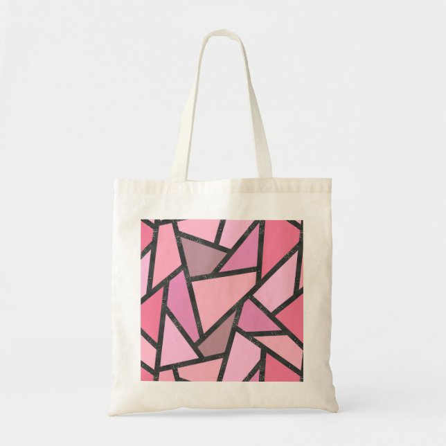 Shades of coral stained glass pattern tote bag (Front)
