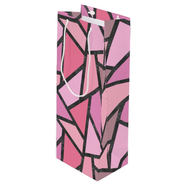 Shades of coral stained glass pattern wine gift bag (Front Angled)