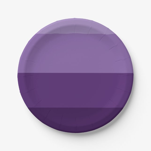 Shades of Dark and Light Purple Stripes Party Paper Plate (Front)