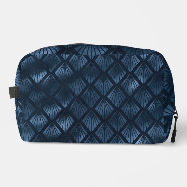 SHADES OF DARK BLUE ART DECO PATTERNS DOPP KIT (Front)