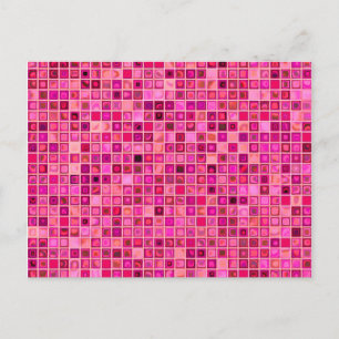 Shades Of Dark Pink 'Watery' Mosaic Tile Pattern Postcard