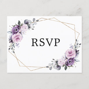 Shades of Dusty Purple Blooms Geometric RSVP Postcard