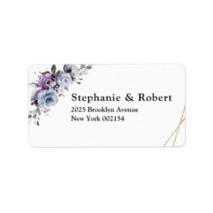 Shades of Dusty Purple Blooms Geometric Wedding Label