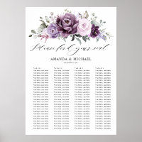 Shades of Dusty Purple Blooms Guest Seating Chart