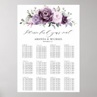 Shades of Dusty Purple Blooms Guest Seating Chart