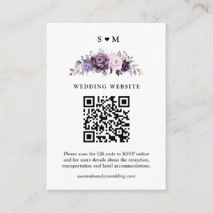 Shades of Dusty Purple Blooms Moody Floral Wedding Enclosure Card