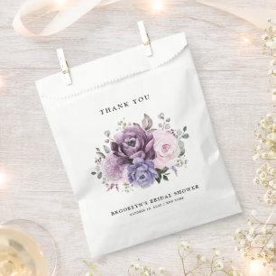 Shades of Dusty Purple Blooms Moody Floral Wedding Favour Bags