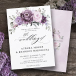 Shades of Dusty Purple Blooms Moody Floral Wedding Invitation<br><div class="desc">Elegant and modern floral midsummer wedding invitation features a bouquet of watercolor roses peonies in shades of purple plum, dusty rose, dusty pink , mauve, sage with lush green botanical leaves and eucalyptus. Please find more matching designs and variations from my "blissweddingpaperie" store. And feel free to contact me for...</div>