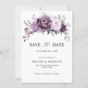 Shades of Dusty Purple Blooms Moody Floral Wedding Save The Date