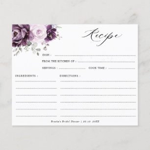 Shades of Dusty Purple Blooms Wedding Recipe card