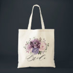 Shades of Dusty Purple Bridal Shower Gift Tote Bag<br><div class="desc">Elegant and modern floral midsummer bridal shower gift tote bag features a bouquet of watercolor roses peonies in shades of purple plum, dusty rose, dusty pink , mauve, sage with lush green botanical leaves and eucalyptus. Please find more matching designs and variations from my "blissweddingpaperie" store. And feel free to...</div>