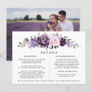 Shades of Dusty Purple Floral Wedding Details Enclosure Card