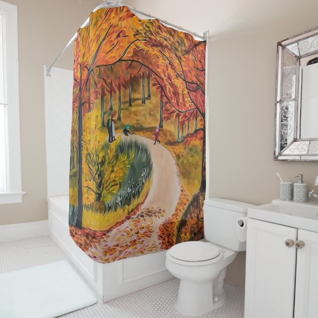 Shades of forest autumn shower curtain (In Situ)