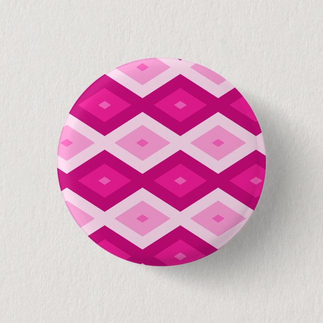 Shades of fuchsia diamond pattern 3 cm round badge (Front)
