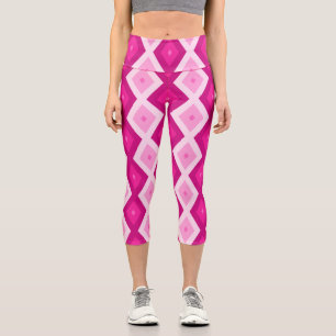 Shades of fuchsia diamond pattern capri leggings