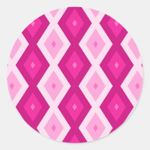 Shades of fuchsia diamond pattern classic round sticker