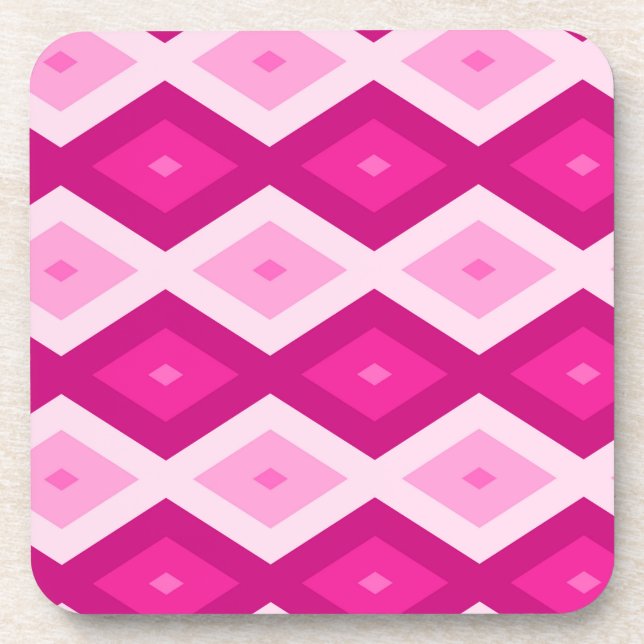 Shades of fuchsia diamond pattern coaster (Front)