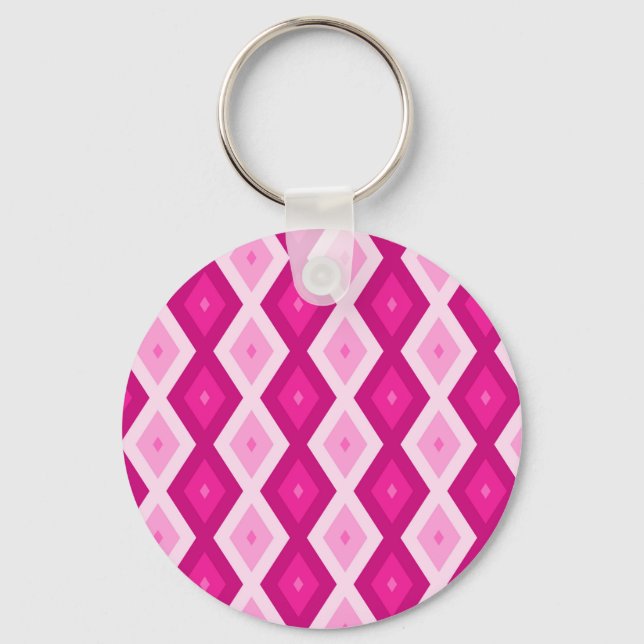 Shades of fuchsia diamond pattern key ring (Front)