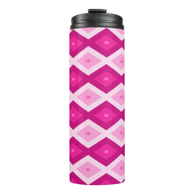 Shades of fuchsia diamond pattern thermal tumbler (Front)