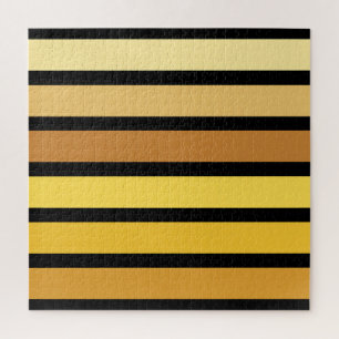 Shades Of Golden Yellow Stripes On Black  Jigsaw Puzzle