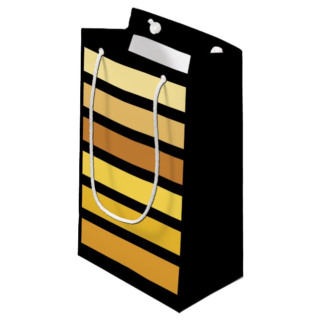 Shades Of Golden Yellow Stripes On Black  Small Gift Bag (Front Angled)