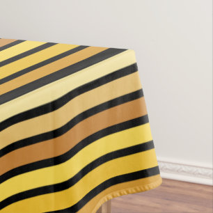Shades Of Golden Yellow Stripes On Black Tablecloth