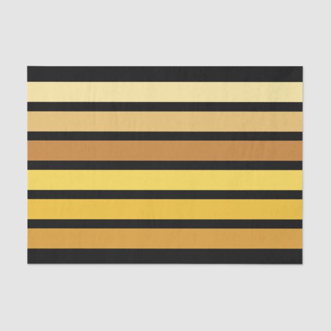 Shades Of Golden Yellow Stripes On Black  Tissue Paper (Front)
