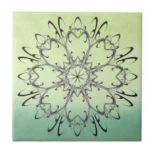 Shades of Green Black Motif Ceramic Tile
