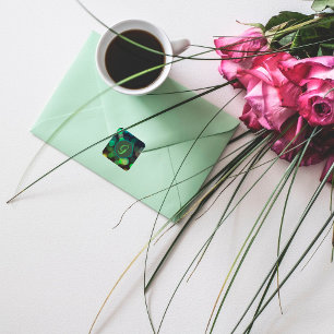 Shades of green circles and monogram square sticker