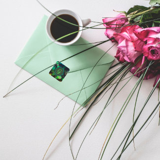 Shades of green circles and monogram square sticker