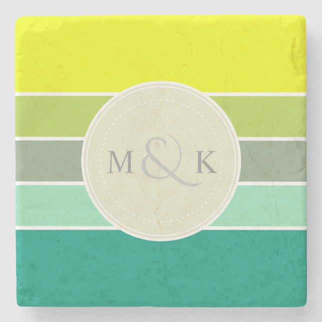Shades of Green Colour Palette 001 Stone Coaster (Front)