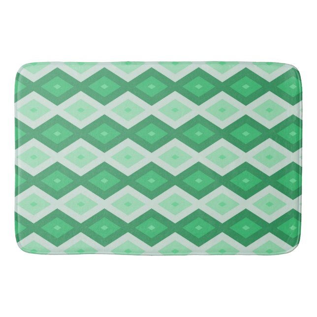 Shades of green diamond pattern bath mat (Front)