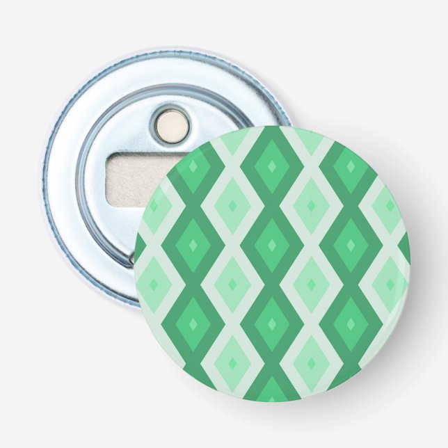 Shades of green diamond pattern bottle opener (Front)