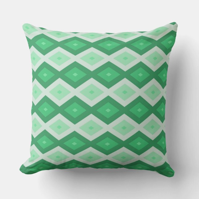 Shades of green diamond pattern cushion (Front)