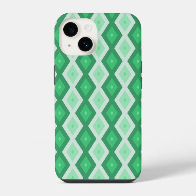 Shades of green diamond pattern iPhone case (Back)