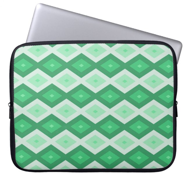 Shades of green diamond pattern laptop sleeve (Front)