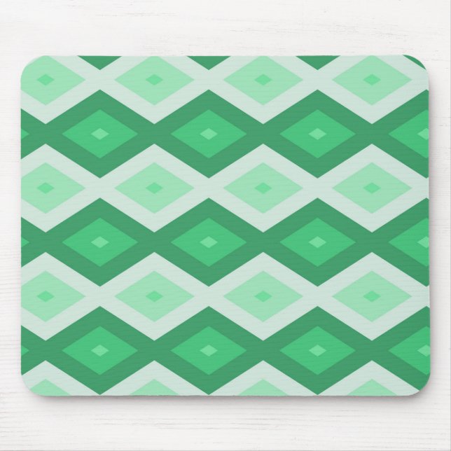Shades of green diamond pattern mouse mat (Front)