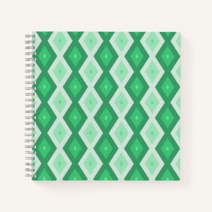 Shades of green diamond pattern notebook