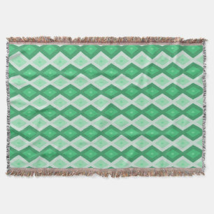 Shades of green diamond pattern throw blanket